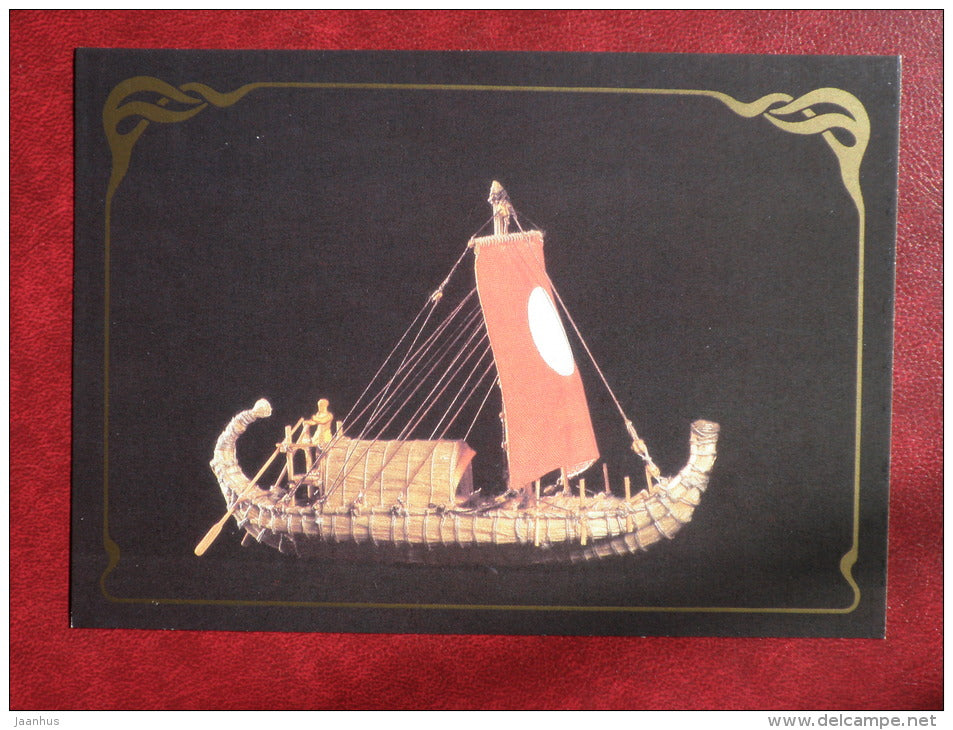 Ancient Egyptian papyrus sailing boat , ca 3000 BC - model ship - 1988 - Russia USSR - unused - JH Postcards