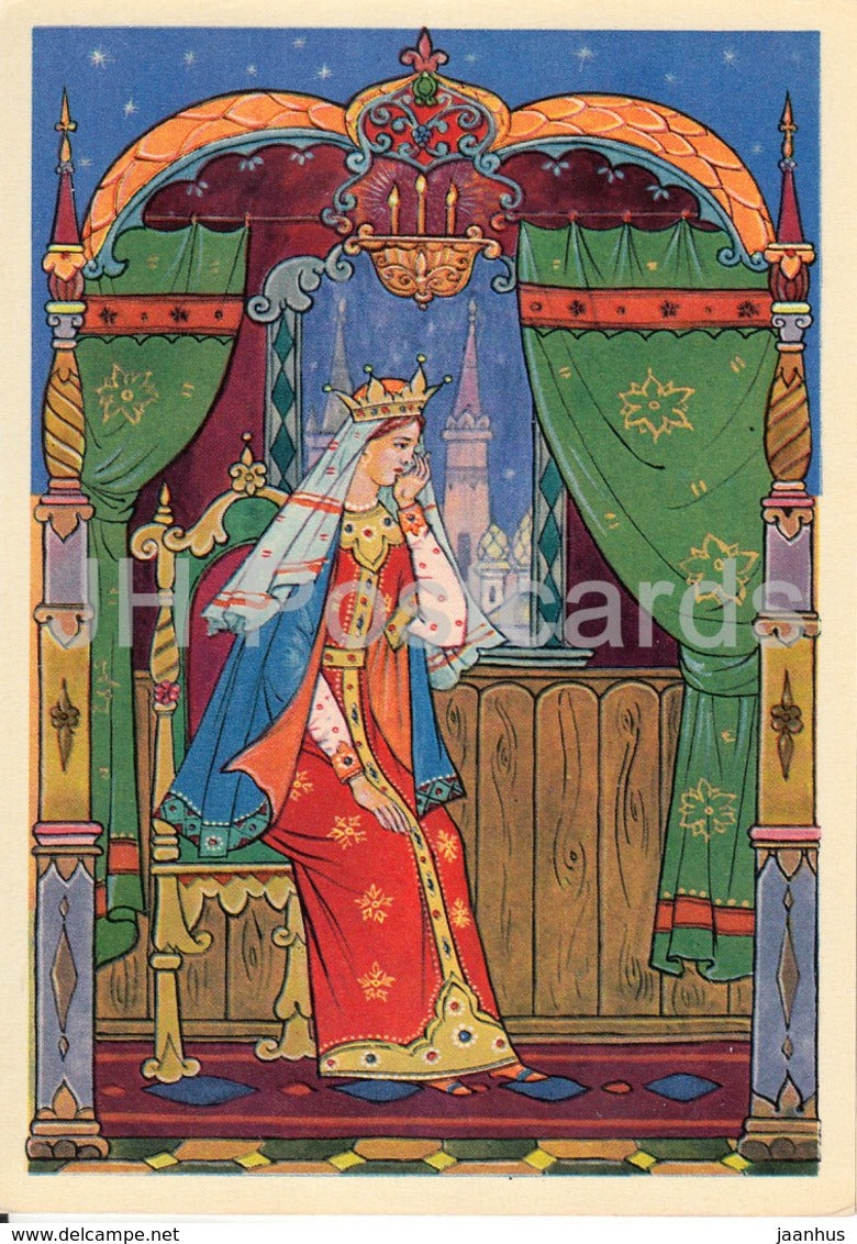 Tale of the Dead Tsarevna and of Seven Heroes by Pushkin - waiting Tsarevna - fairy tale - 1968 - Russia USSR - unused