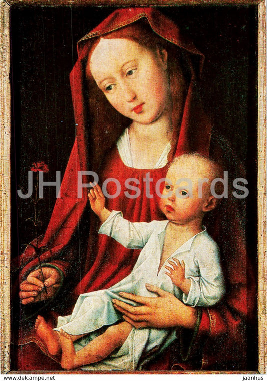painting by Rogier van der Weyden - Jungfrau mit der Nelke - The Virgin with Carnation - Flemish art - Germany - unused - JH Postcards