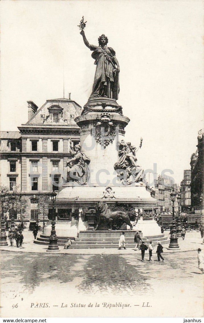 Paris - La Statue de la Republique - monument - 96 - old postcard - France - used - JH Postcards