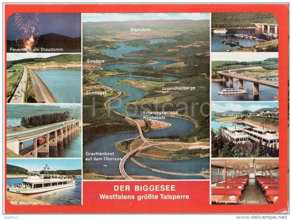 Der Biggersee - Westfalend srösste Talsperre - Feuerwerk am Staudamm - Germany - nicht gelaufen - JH Postcards