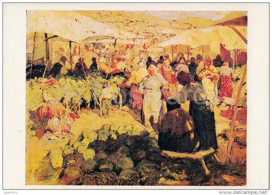 painting by I. Kolesnikov - The Market , 1910 - Russian art - Russia USSR - 1982 - unused - JH Postcards