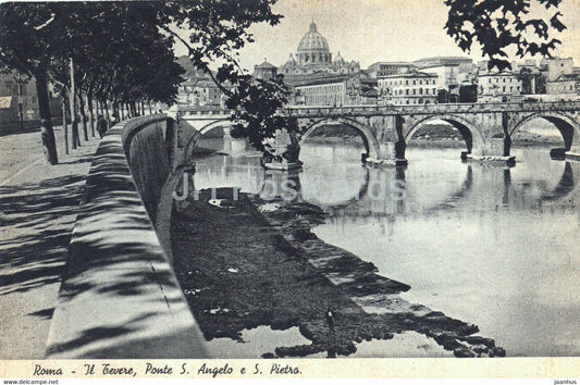 Roma - Rome - Il Tevere - Ponte S Angelo e S Pietro - old postcard - 1937 - Italy - unused - JH Postcards