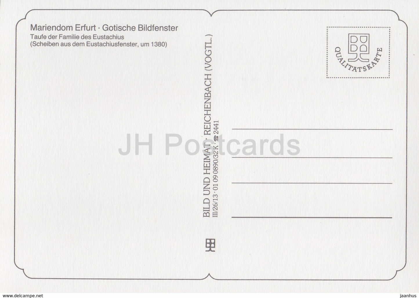 Taufe der Familie des Eustachius - Mariendom Erfurt - Gotische Bildfenster - cathedral - DDR Germany - unused