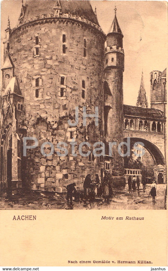 Aachen - Motiv am Rathaus - Gemalde v Hermann Killian - old postcard - 1907 - Germany - used - JH Postcards