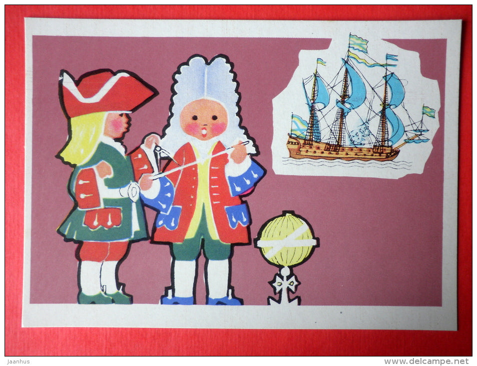 illustration by E. Rapoport - Goto Predestinatsia - XVIII century - Little Seafarers - 1971 - Russia USSR - unused - JH Postcards