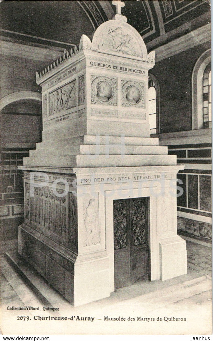 Chartreuse d'Auray - Mausolee des Martyrs de Quiberon - 2073 - old postcard - France - unused - JH Postcards