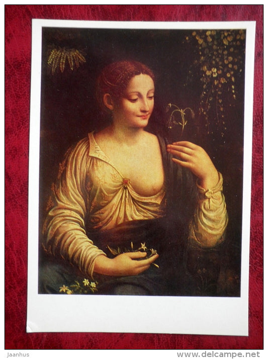 Painting by Francesco Melzi - Portrait of a Woman ca 1520 - italian art - unused - JH Postcards