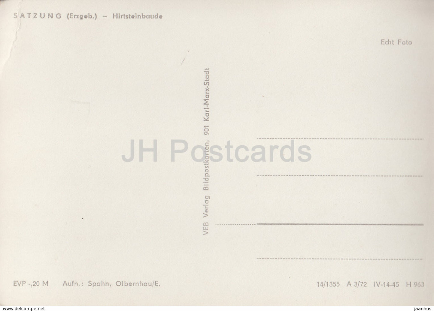 Satzung - Hirtsteinbaude - Deutschland DDR - unbenutzt