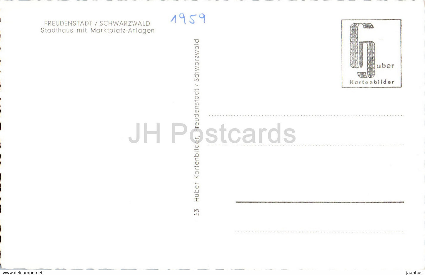 Freudenstadt - Stadthaus mit Marktplatz Anlagen - old car - old postcard - Germany - unused