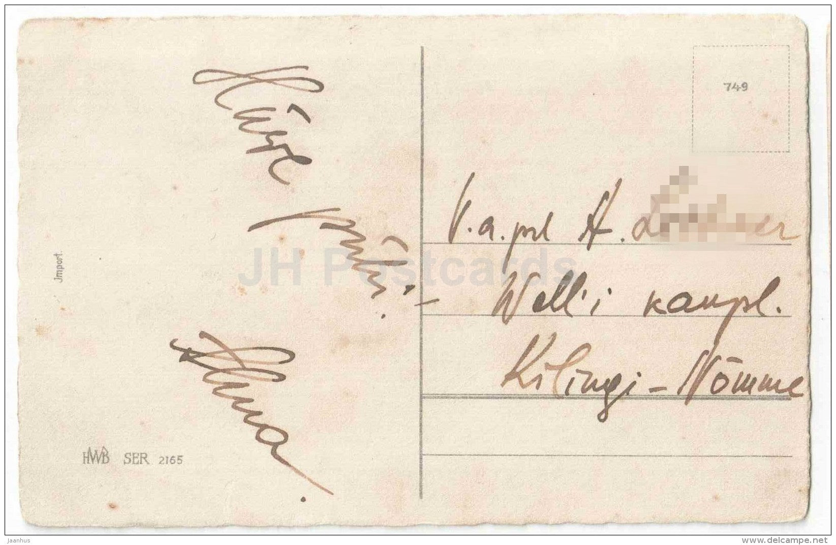 illustration by C. Klein - HWB SER 2165 - circulated in Estonia in 1920s - JH Postcards