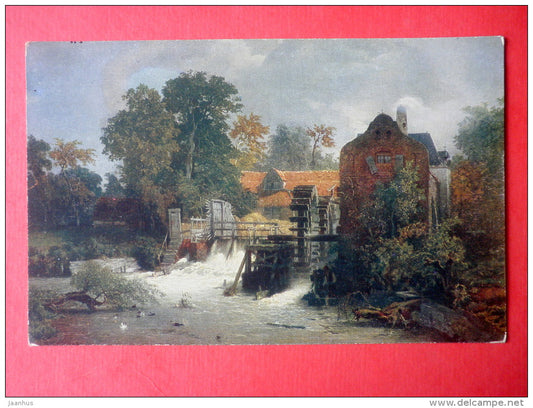 illustration by A. Achenbach . Westfälische Mühle - water mill - EAS - 95 - german art - unused - JH Postcards