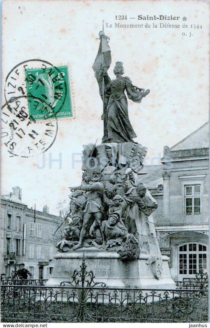 Saint Dizier - Le Monument de la defense de 1544 - 1234 - 1911 - old postcard - France - used - JH Postcards