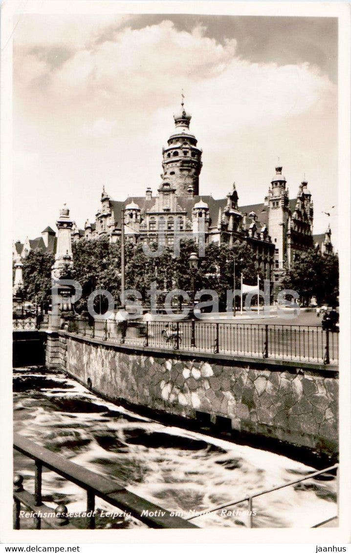 Reichsmessestadt Leipzig - Motiv am Neuen Rathaus - 690 - old postcard - 1938 - Germany - used - JH Postcards