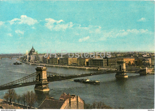 View of Budapest - bridge - 1962 - Hungary - used - JH Postcards