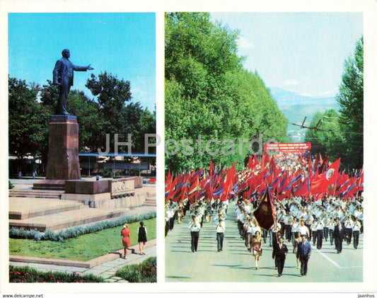 Dushanbe - monument to Lenin - The city celebrates - 1974 - Tajikistan USSR - unused - JH Postcards