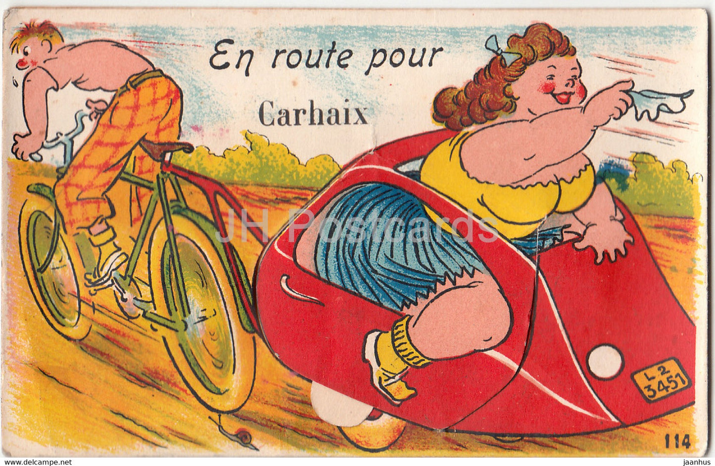 En route pour Carhaix - humour - old postcard - France - unused - JH Postcards