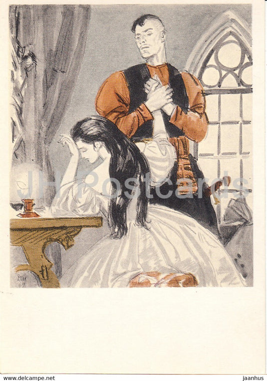 Taras Bulba by N. Gogol - Andryi - woman - illustration by Shmarinov - 1973 - Russia USSR - unused - JH Postcards