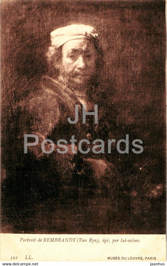 painting by Rembrandt - age par lui meme - 392 - Dutch art - Louvre - old postcard - France - unused - JH Postcards