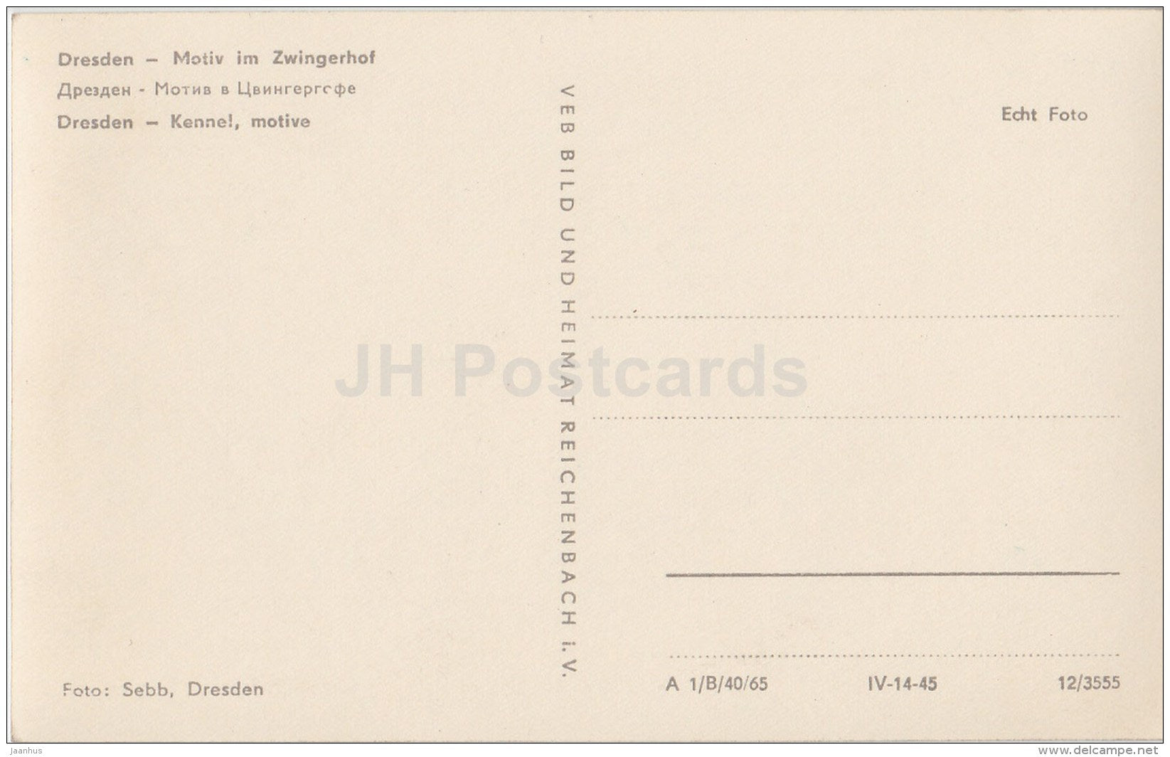 Dresden - Motiv im Zwingerhof - Germany - unused - JH Postcards