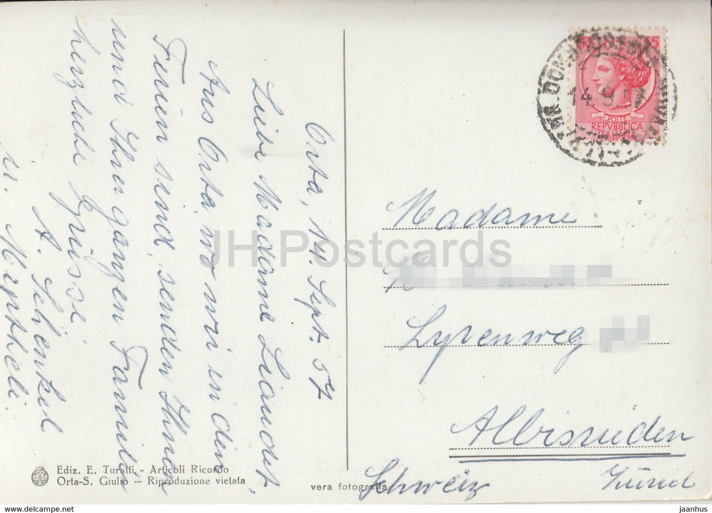 Orta - Isola S Giulio - Riflessi - old postcard - 1957 - Italy - used