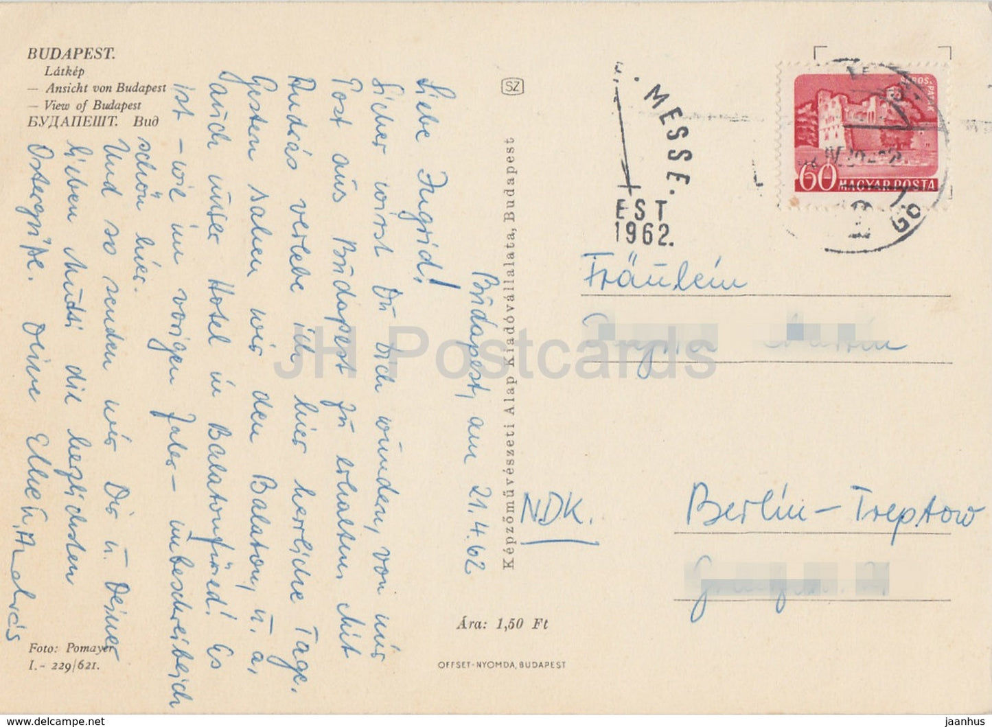 View of Budapest - bridge - 1962 - Hungary - used