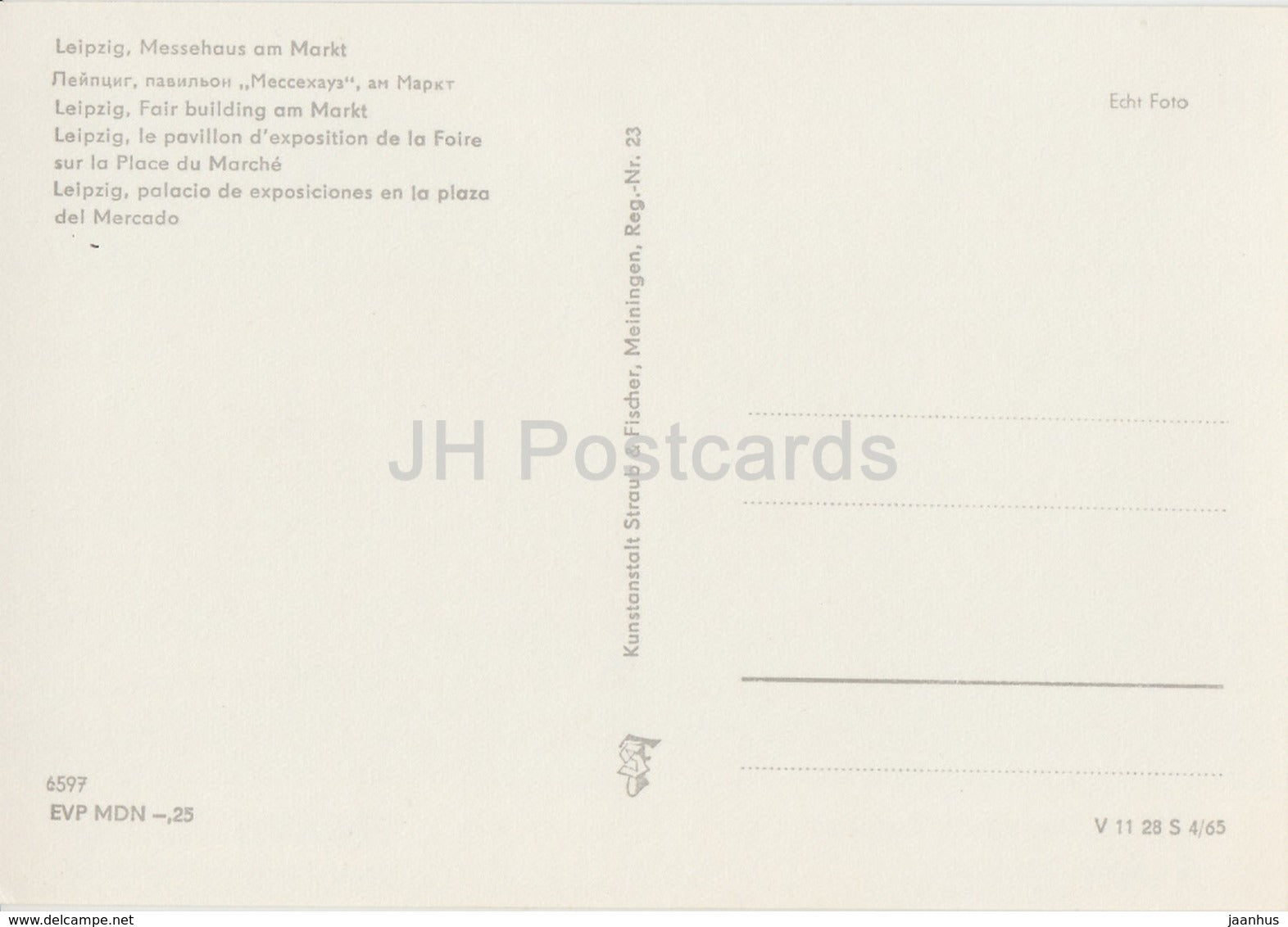 Leipzig - Messehaus Am Markt - Fair building am Markt - REISEBÜRO - 1964 - DDR - Germany - unused - JH Postcards