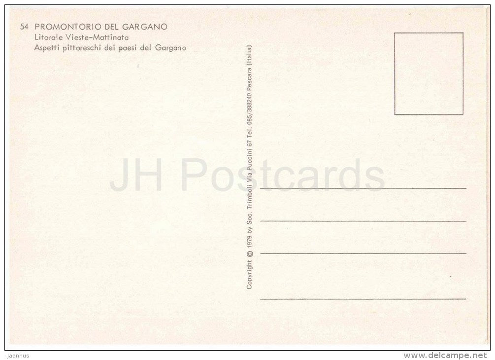 Littorale Vieste-Matinata - 54 - Promontoria del Gargano - Puglia -  Italia - Italy - unused - JH Postcards