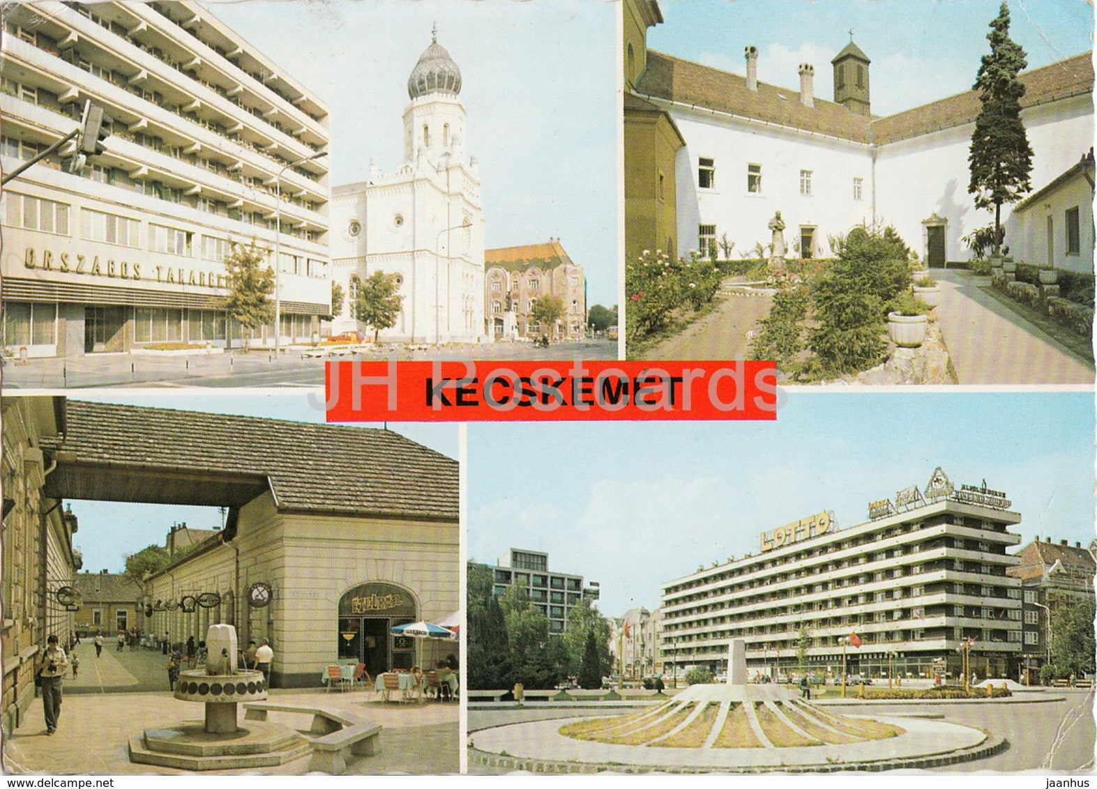 Kecskemet - lotto - street - multiview - 1985 - Hungary - used - JH Postcards
