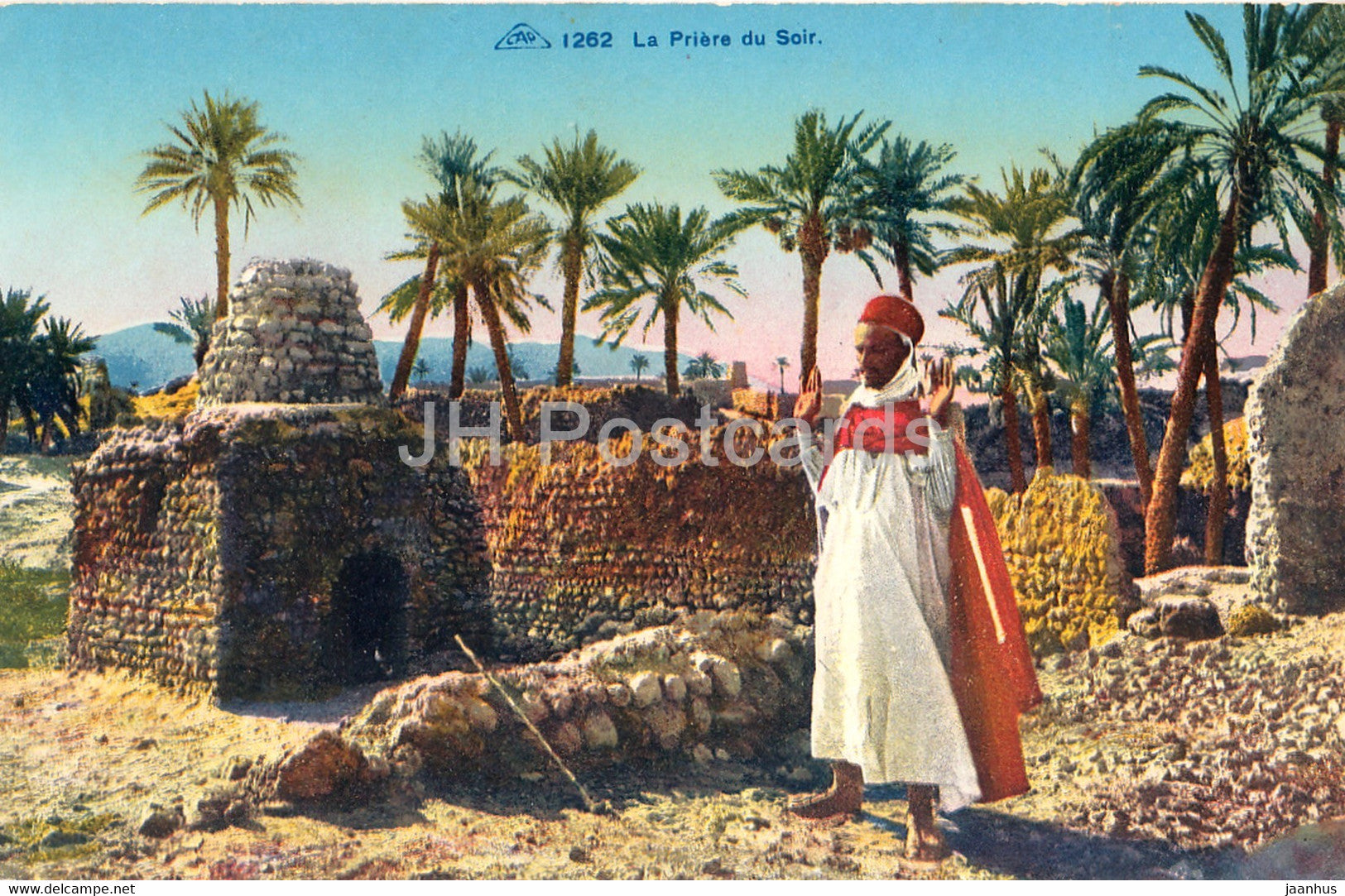 La Priere du Soir - 1262 - old postcard - 1946 - Algeria - used - JH Postcards