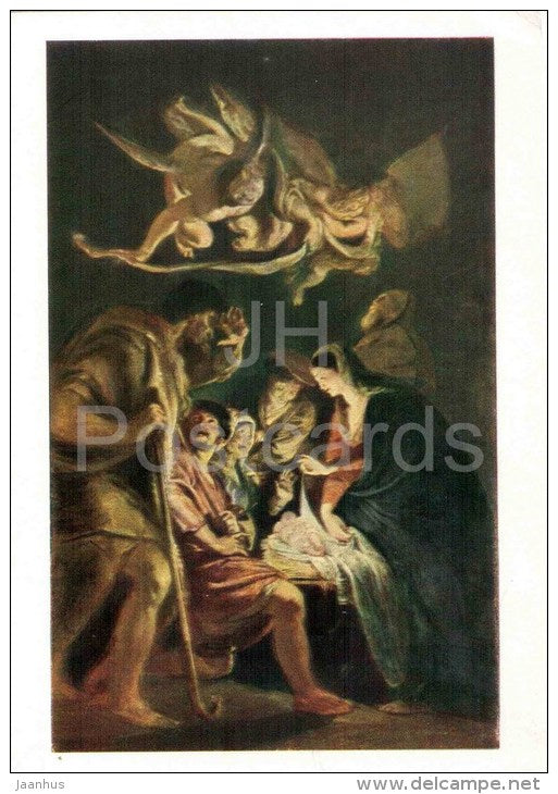 painting by Peter Paul Rubens - Adoration of the Shepherds - flemish art - unused - JH Postcards