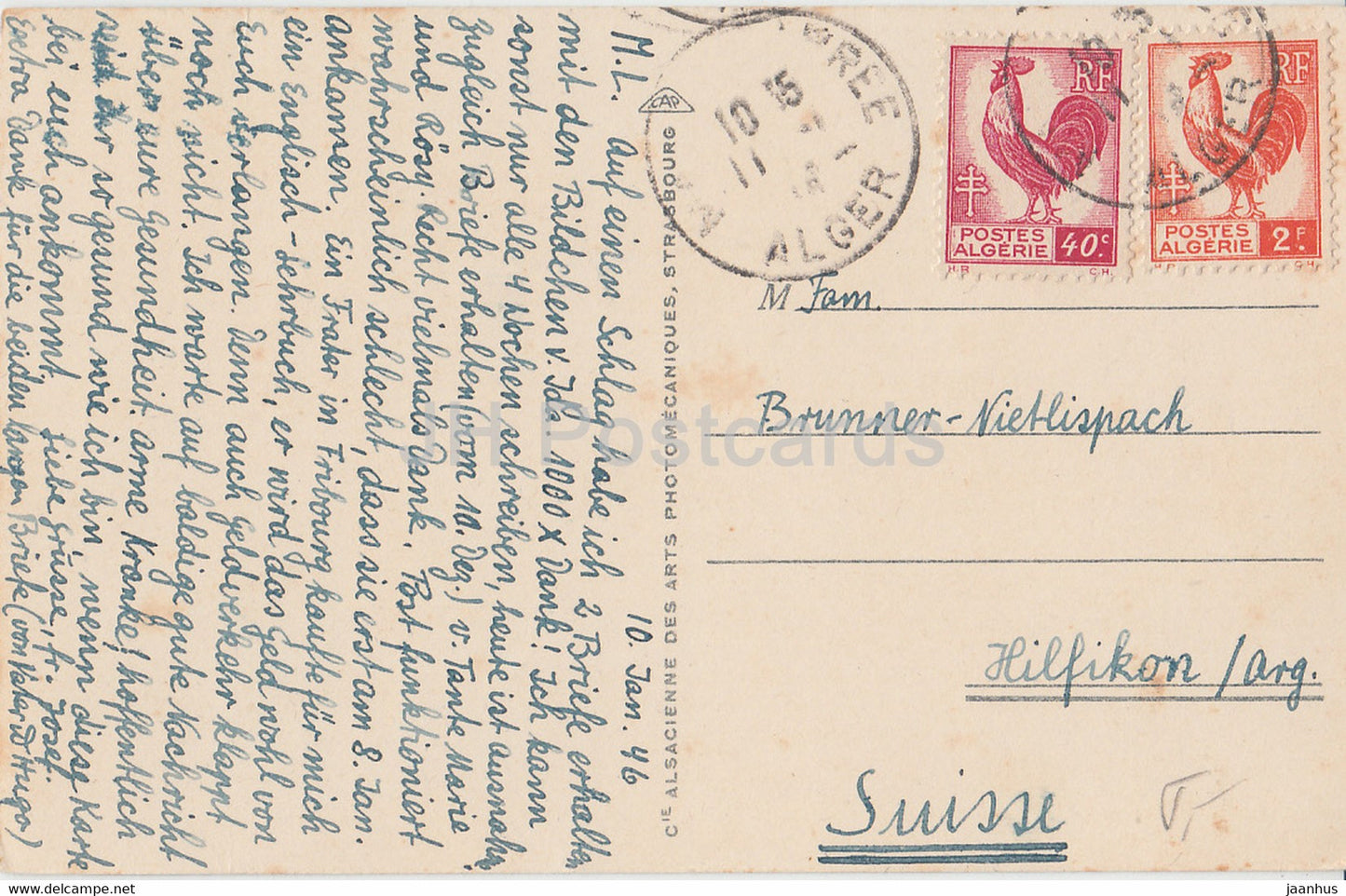 La Priere du Soir - 1262 - carte postale ancienne - 1946 - Algérie - occasion
