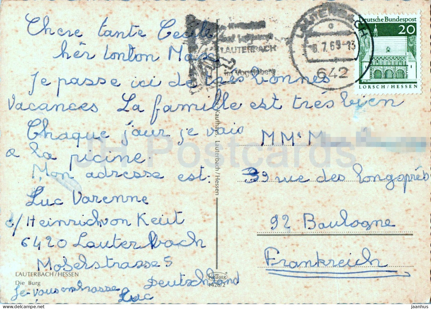 Lauterbach - Hessen - Die Burg - Burg - 1426/2 - 1969 - Deutschland - gebraucht 