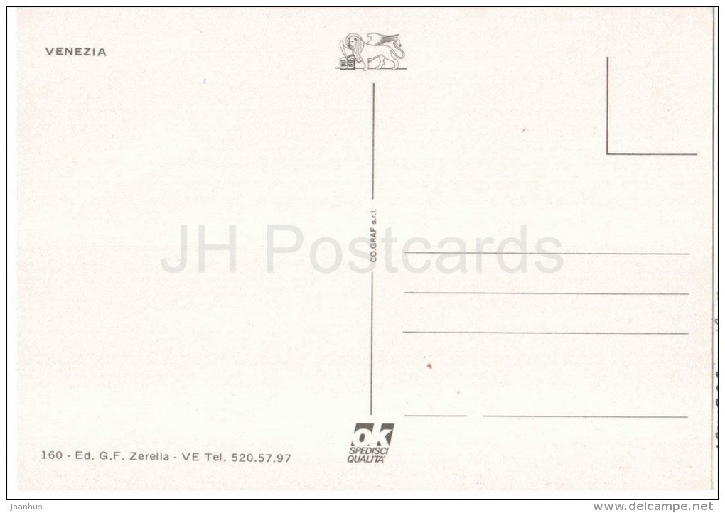 gondola - canal - Venezia - Venice - Veneto - 160 - Italia - Italy - unused - JH Postcards