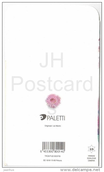 illustration by Lisi Martin - signed - birthday greeting card - poem - girl - teddy bear - flowers - unused - JH Postcards