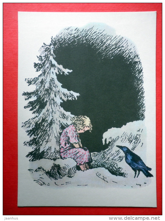 Gerda - Snowy Queen by H. C. Andersen - crow - Fairy Tales and Songs - 1965 - Russia USSR - unused - JH Postcards