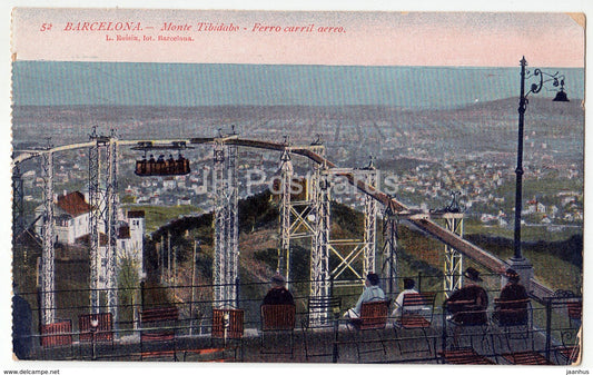 Barcelona - Monte Tibidabo - Ferro carril aereo - air railway - mountain - old postcard - Spain - unused - JH Postcards