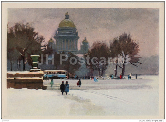 illustration - View of St. Isaac´s Cathedral - Leningrad - St. Petersburg - 1962 - Russia USSR - unused - JH Postcards