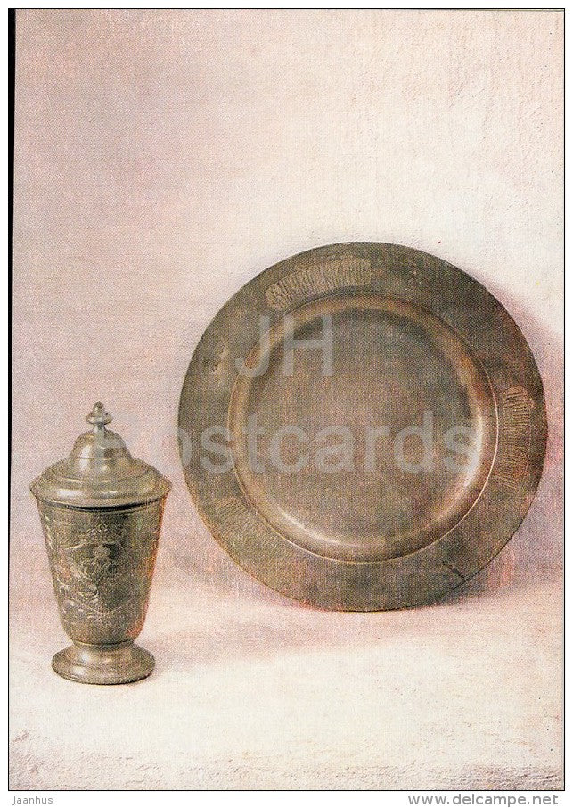 Plate and Tumbler of Tsarina Sophia - The Novodevichy Convent - 1982 - Russia USSR - unused - JH Postcards