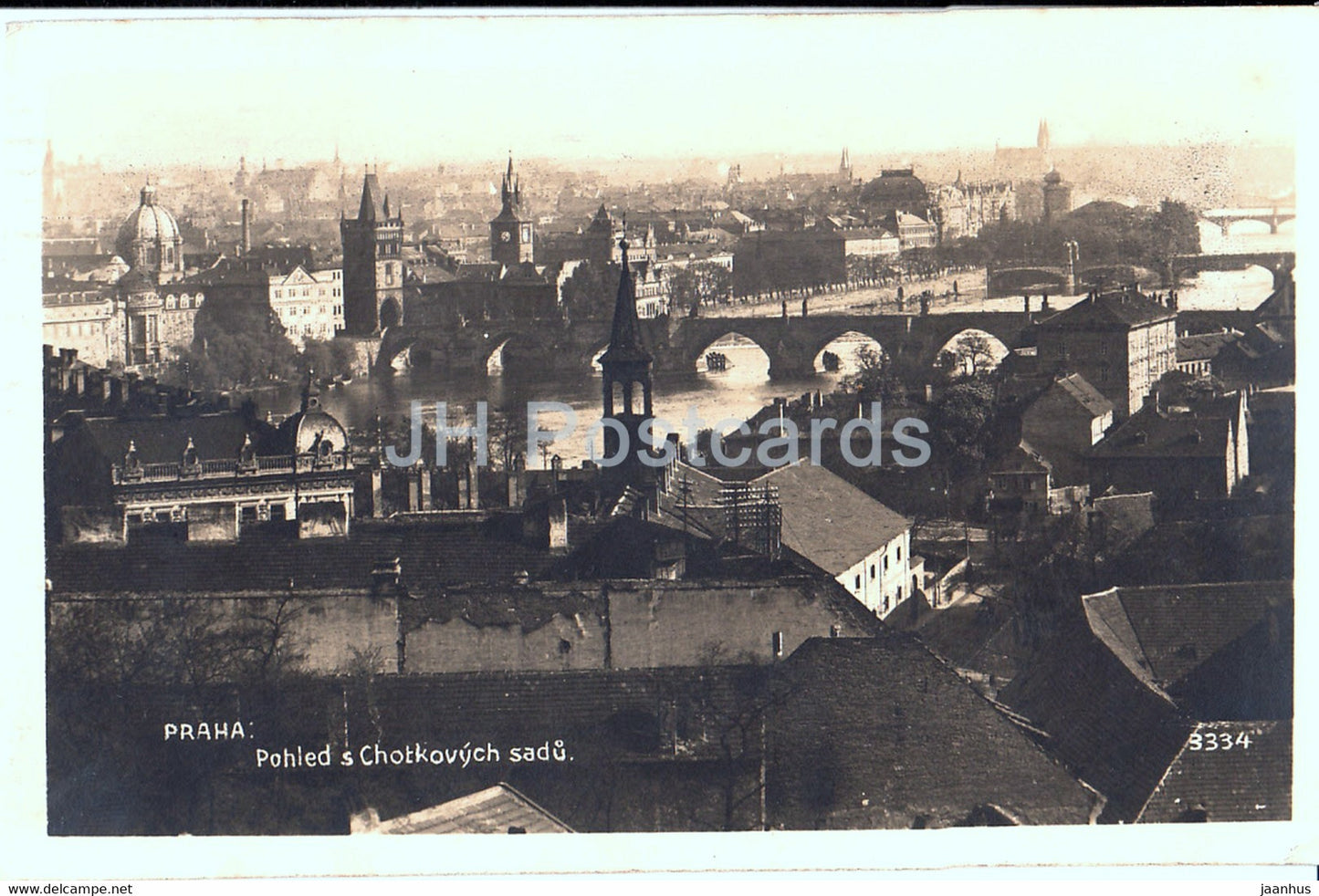 Praha - Prague - Pohled s Chotkovych sadu - 3334 - old postcard - Czech Republic - Czechoslovakia - used - JH Postcards