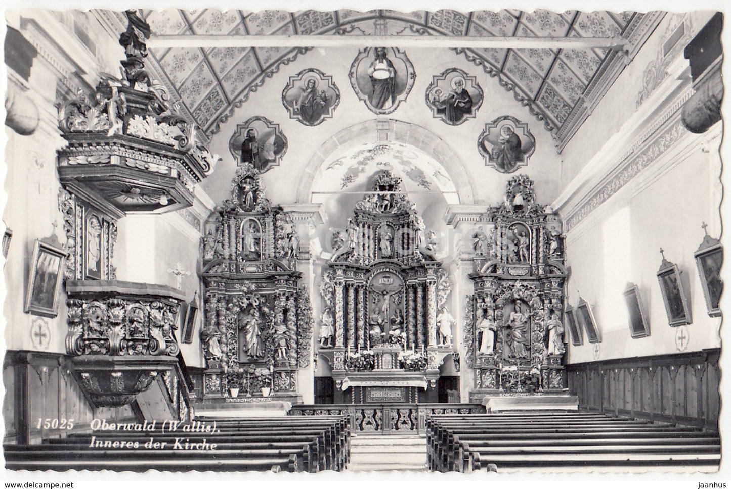 Oberwald - Wallis - Inneres der Kirche - church - hotel Furka - 15025 - Switzerland - old postcard - unused - JH Postcards