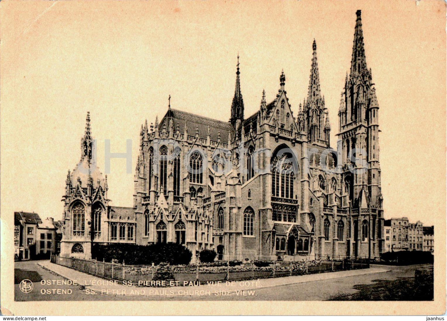 Oostend - Ostende - L'Eglise Pierre et Paul vue de Cote - Peter and Paul Church old postcard - 1933 - Belgium - used