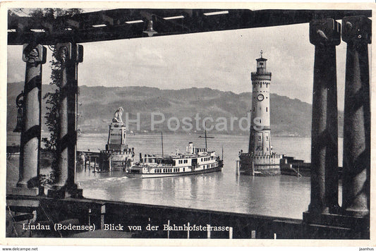 Lindau - Bodensee - Blick von der Bahnhofsterrasse - 8292 - old postcard - Germany - used - JH Postcards