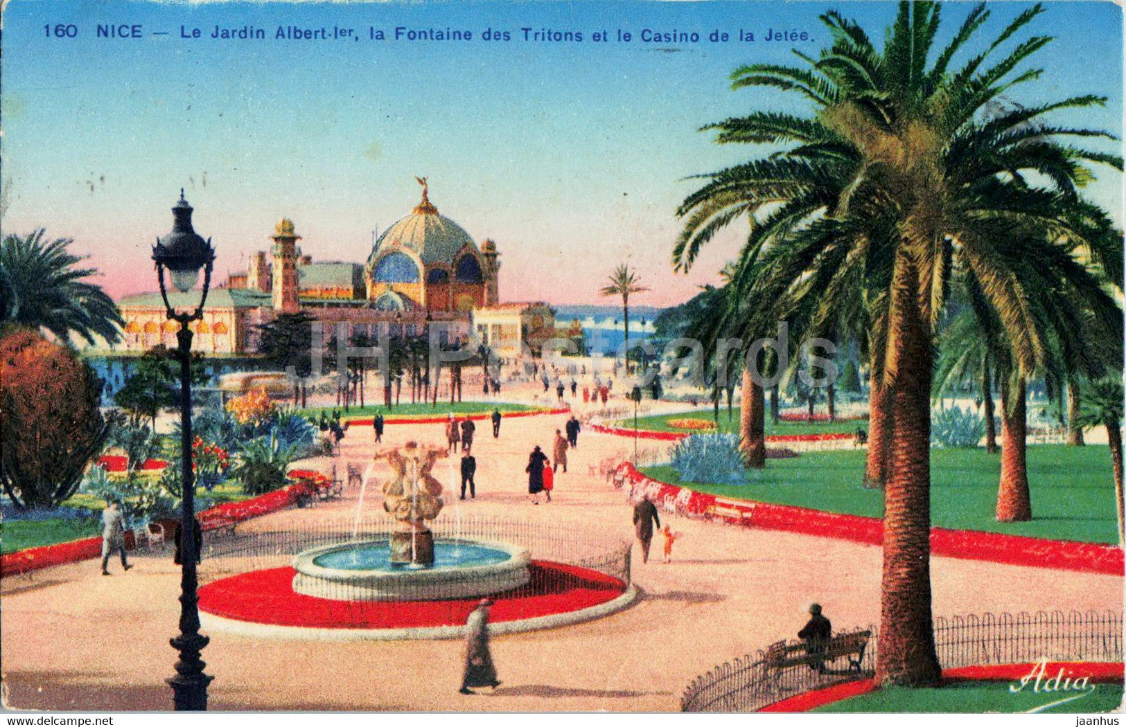 Nice - Le Jardin Albert Ier - La Fontaine des Tritons et le Casino de la Jetee 160 - old postcard - 1933 - France - used - JH Postcards