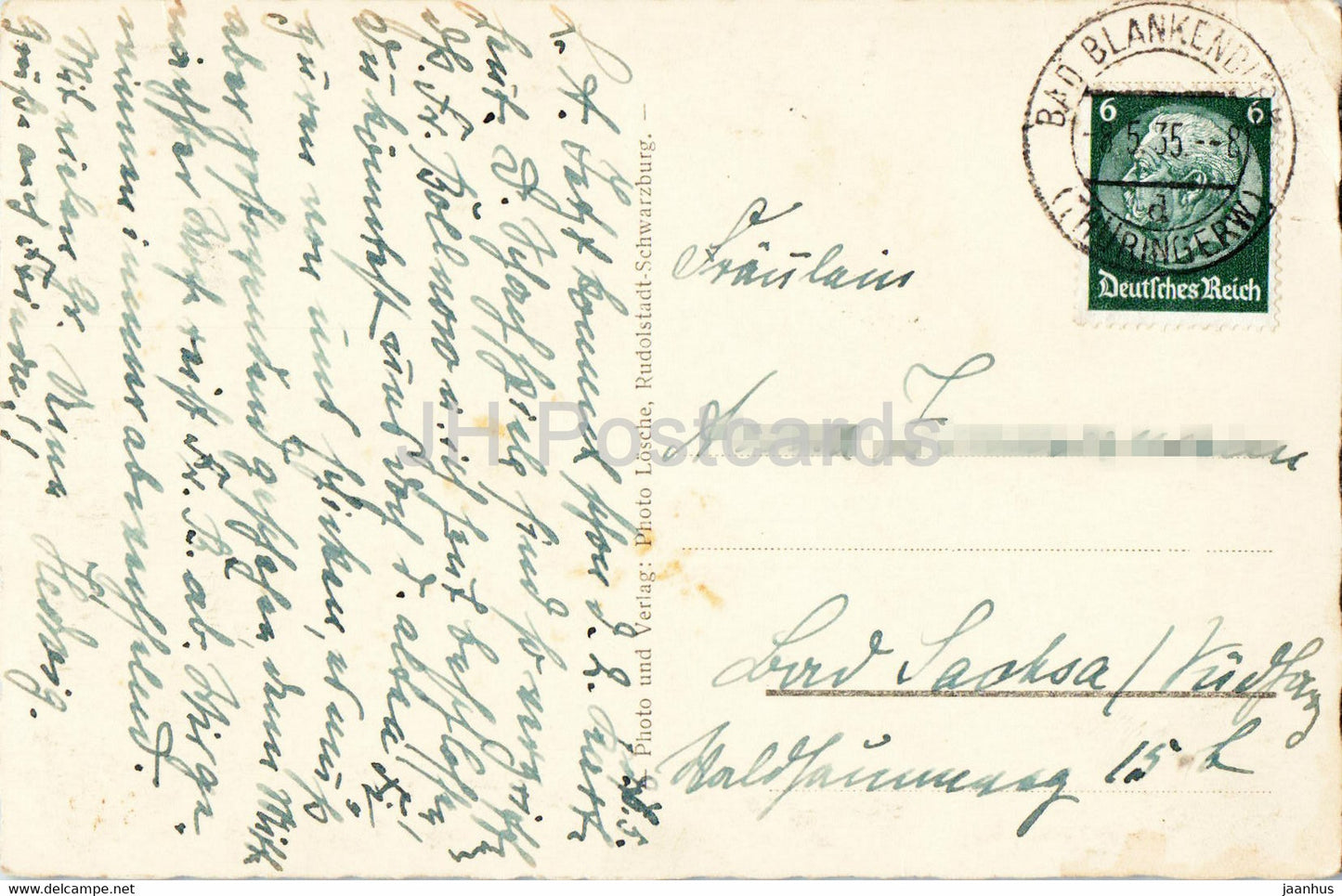 Schwarzburg - Schloss mit Hirschwiese - Schloss - alte Postkarte - 1935 - Deutschland - gebraucht