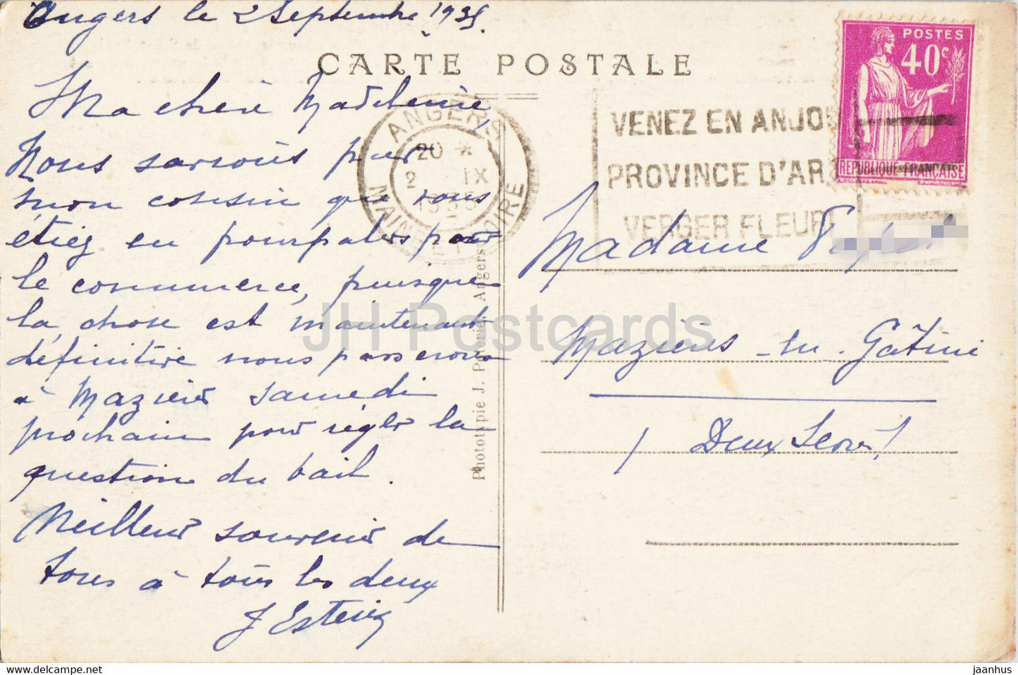 Angers - La Statue du Roi Rene et la Chateau - monument - 24 - old postcard - France - used