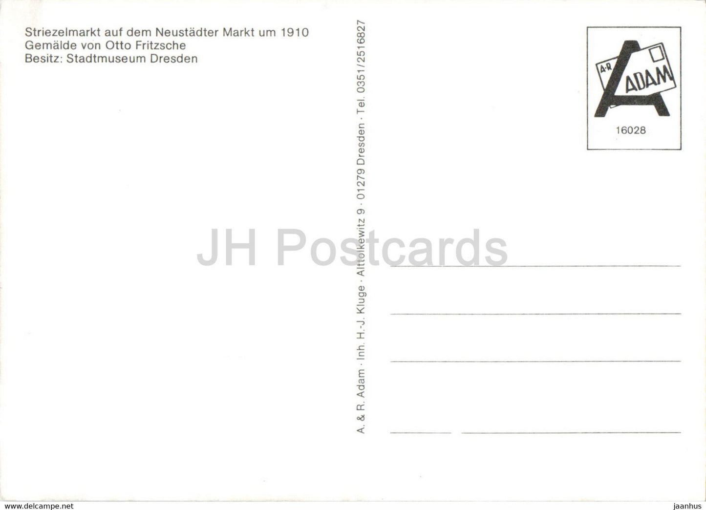 painting by Otto Fritzsche - Striezelmarkt auf dem Neustadter Markt um 1910 - market - German art - Germany - unused