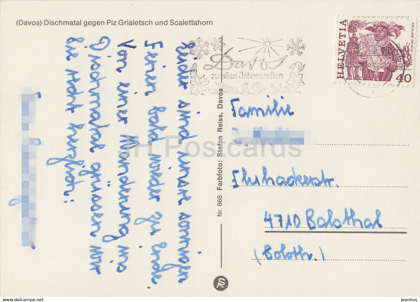 Davos Dischma - Dischmatal - Piz Grialetsch - Scalettahorn - 868 - 1978 - Schweiz - gebraucht