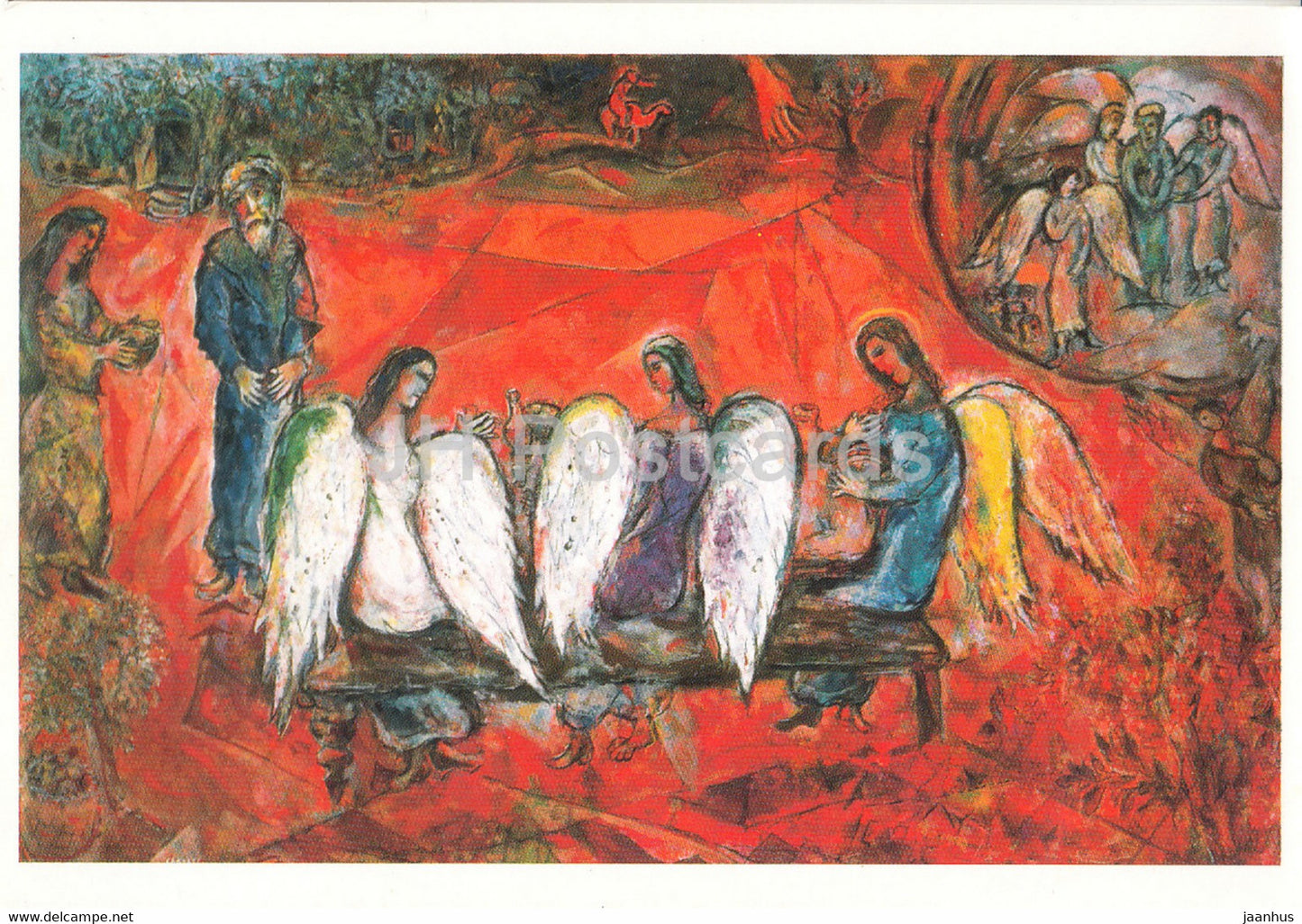 painting by Marc Chagall - Abraham et les trois Anges - Russian art - France - unused - JH Postcards