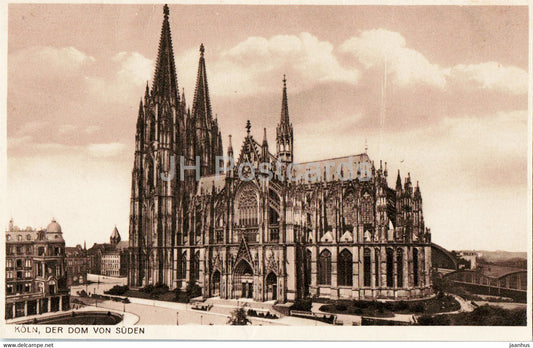 Koln - Cologne - Der Dom von Suden - cathedral - old postcard - Germany - unused - JH Postcards